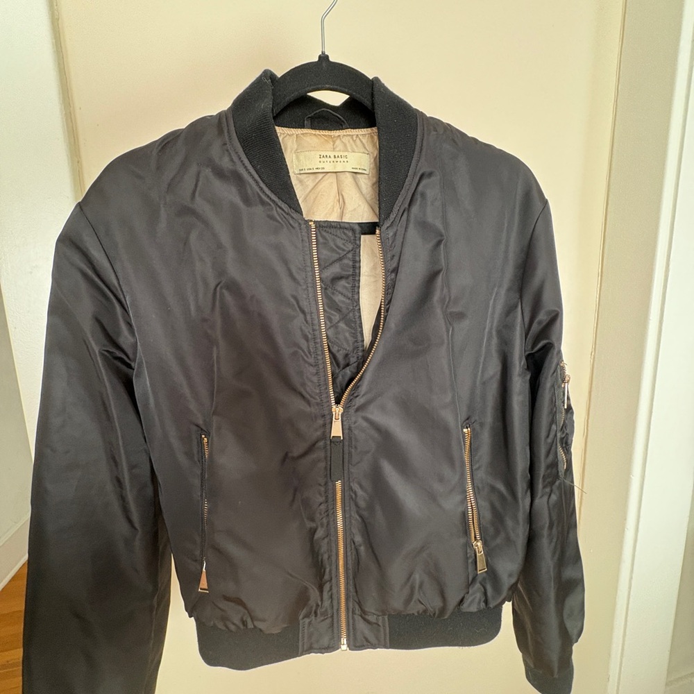Zara Black Bomber Jacket